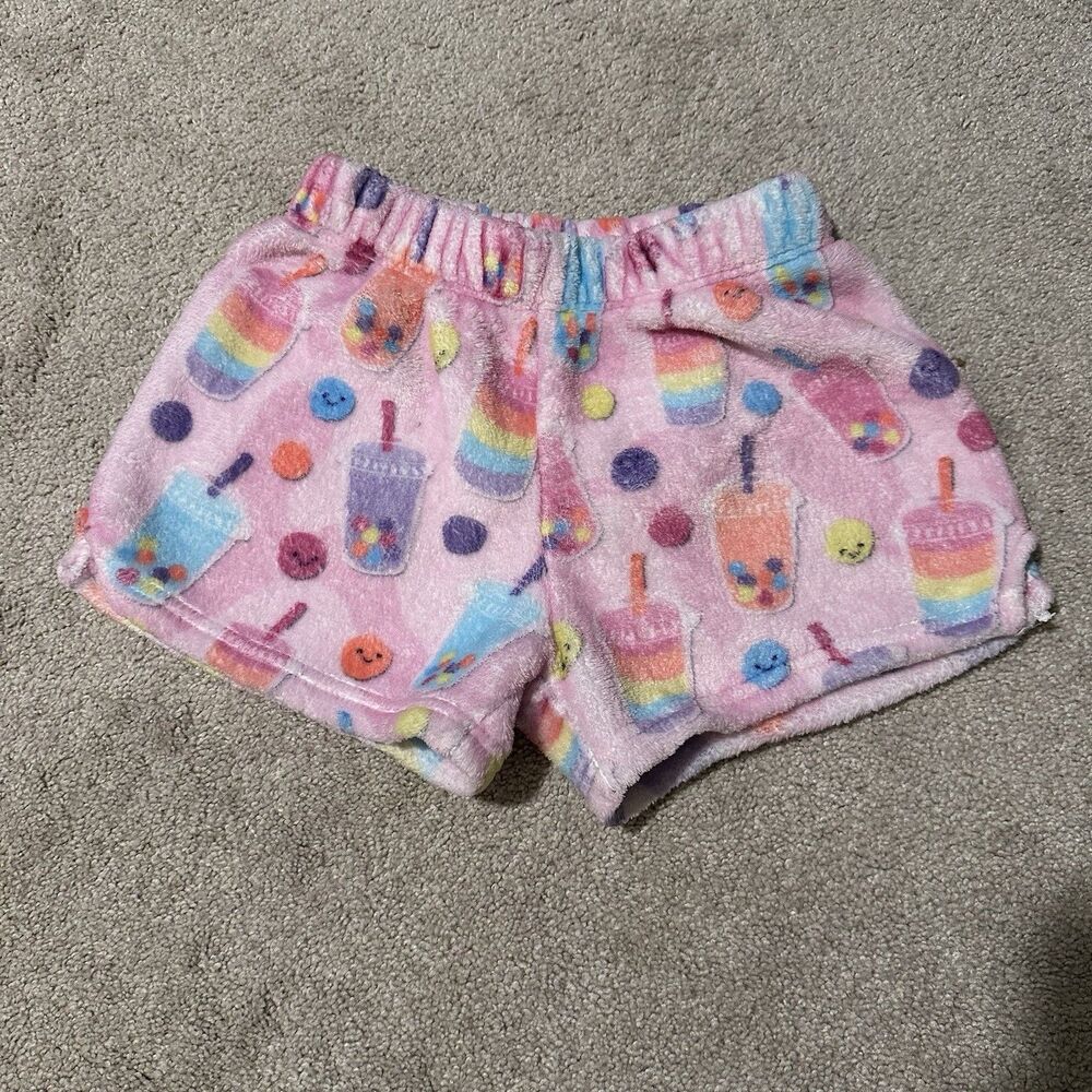 Iscream Rainboba Plush Shorts Pink Tie-dye Bubble Tea Girls Medium 10/12